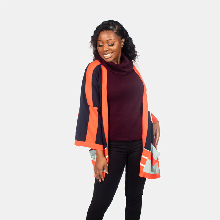Ladies' Multi Stripe Cardi - Coral