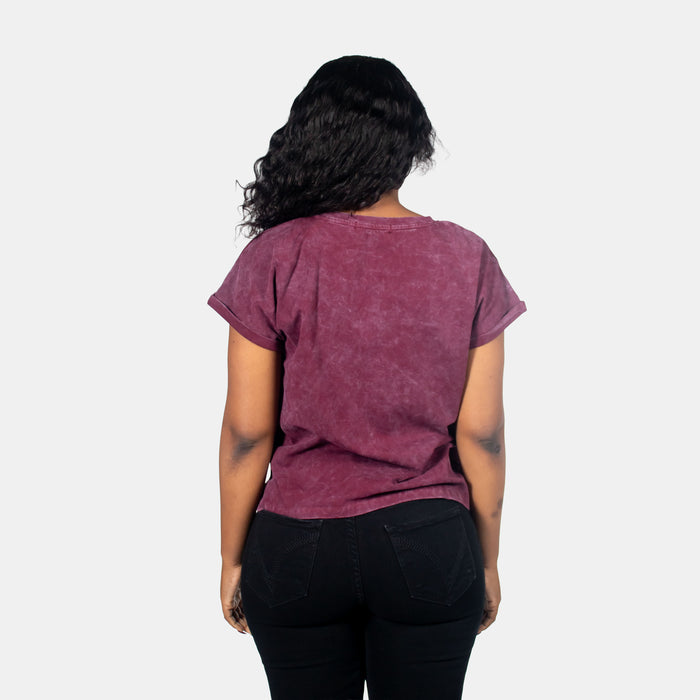 Ladies' Overdyed Africa T-Shirt - Maroon