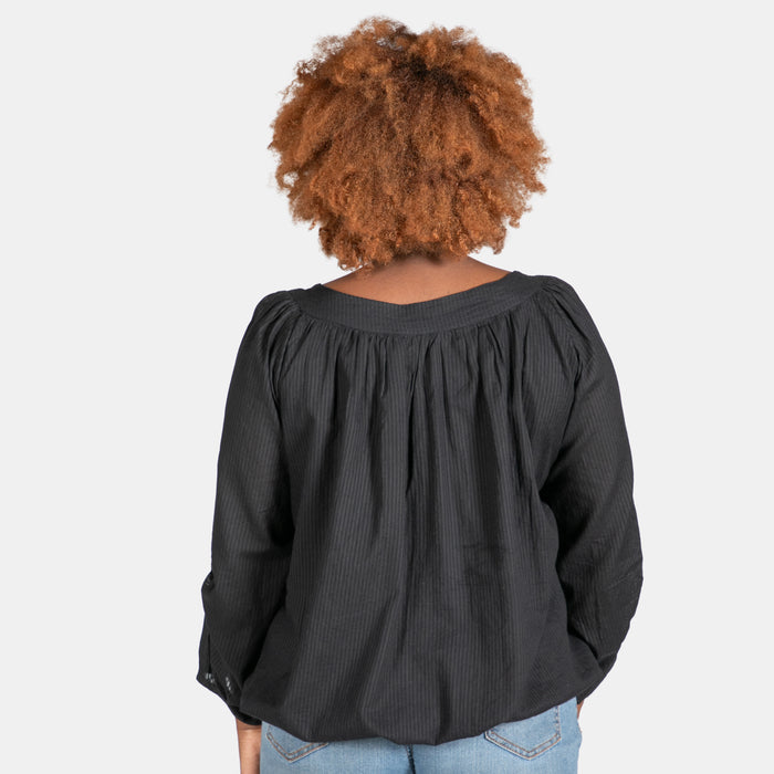 Ladies' Pintuck Balloon Top - Black