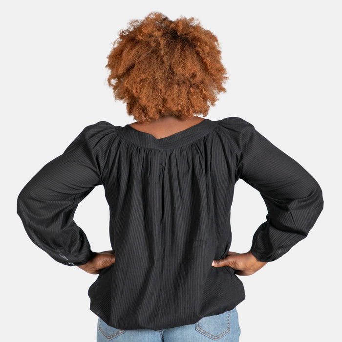 Ladies' Pintuck Balloon Top - Black