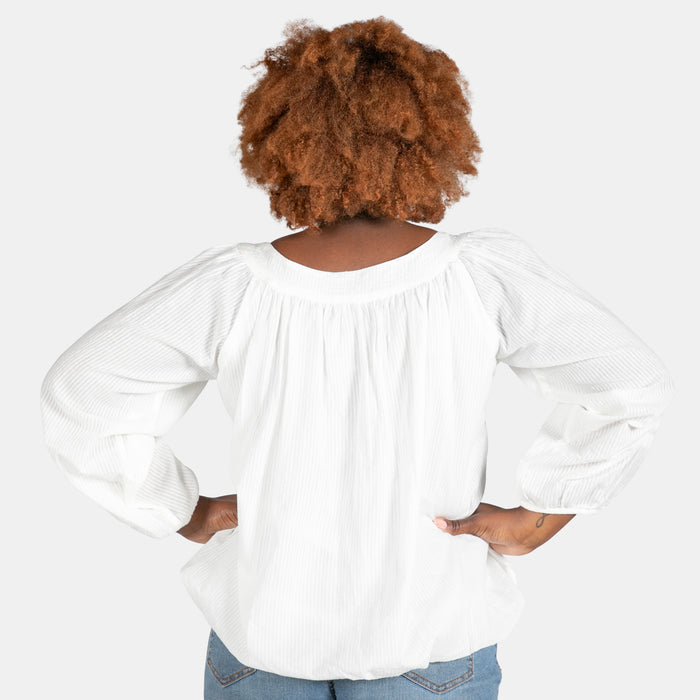 Ladies' Pintuck Balloon Top - Cream