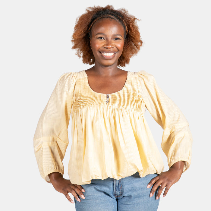 Ladies' Pintuck Balloon Top - Stone
