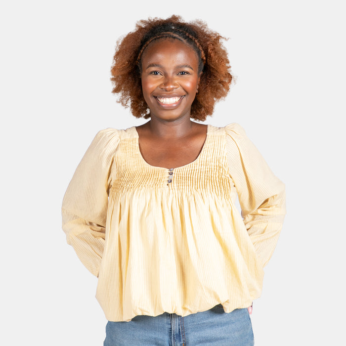 Ladies' Pintuck Balloon Top - Stone