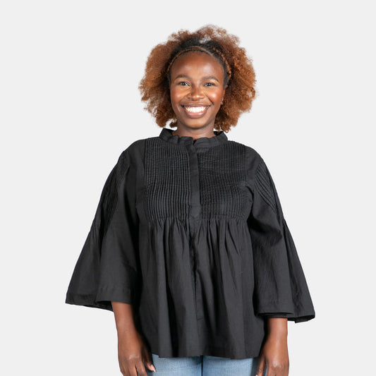 Ladies' Pintuck Top - Black