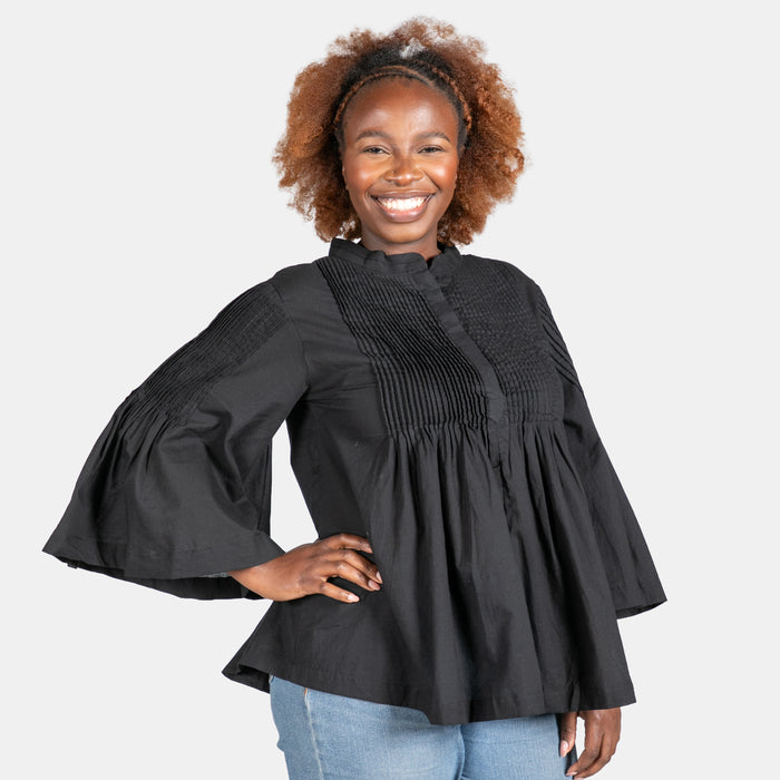 Ladies' Pintuck Top - Black