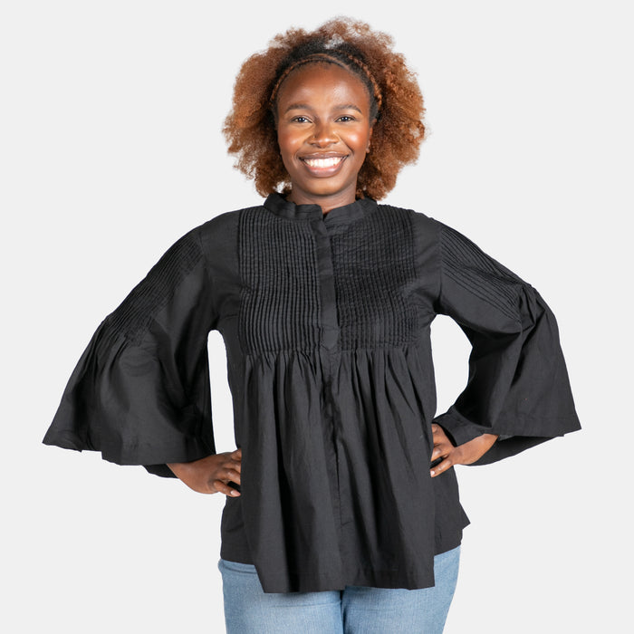 Ladies' Pintuck Top - Black