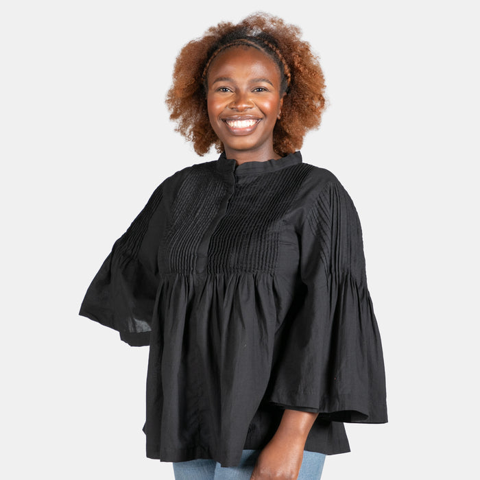 Ladies' Pintuck Top - Black