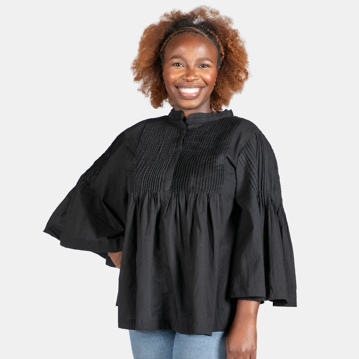 Ladies' Pintuck Top - Black