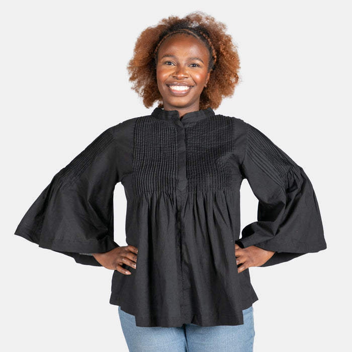 Ladies' Pintuck Top - Black