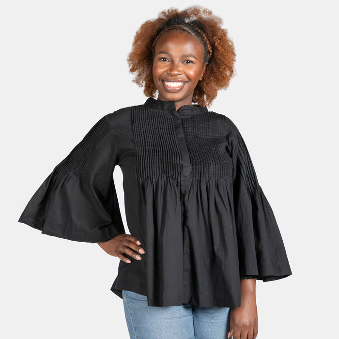 Ladies' Pintuck Top - Black