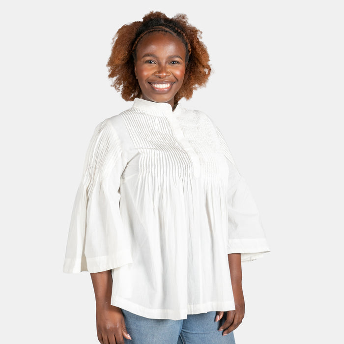 Ladies' Pintuck Top - Cream