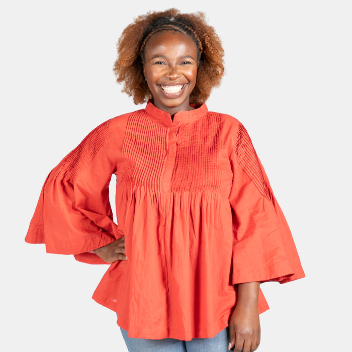 Ladies' Pintuck Top - Red
