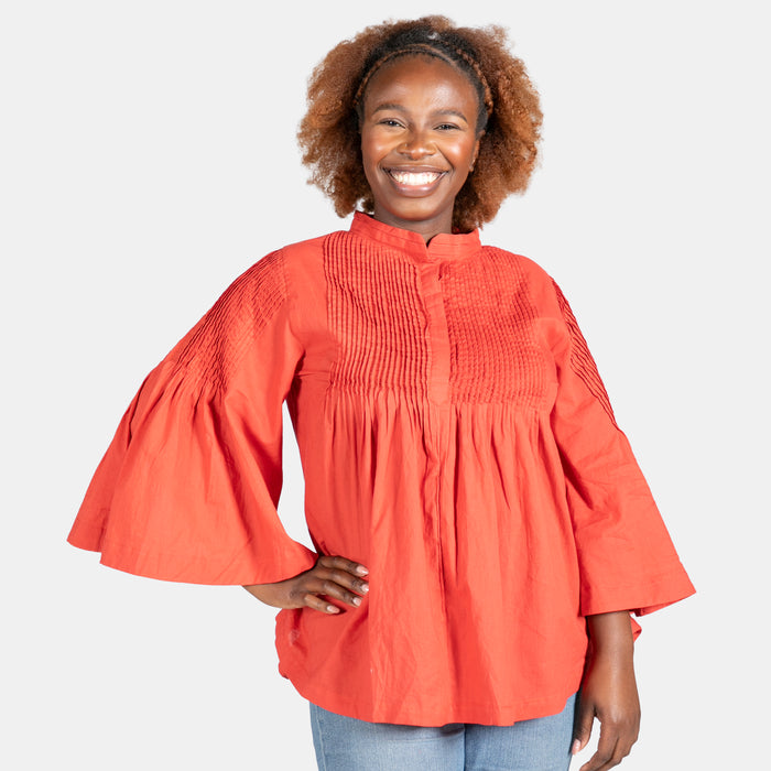 Ladies' Pintuck Top - Red