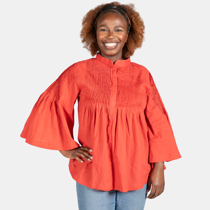 Ladies' Pintuck Top - Red