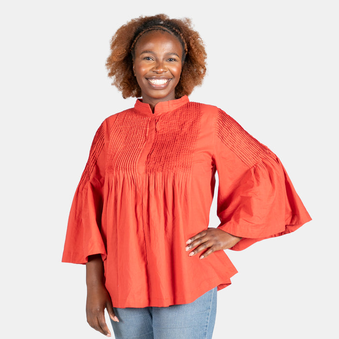 Ladies' Pintuck Top - Red