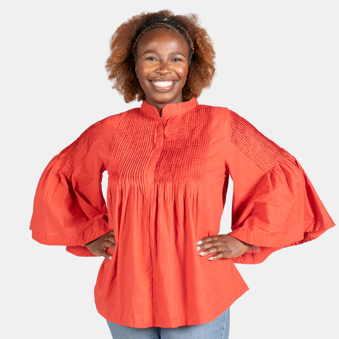 Ladies' Pintuck Top - Red