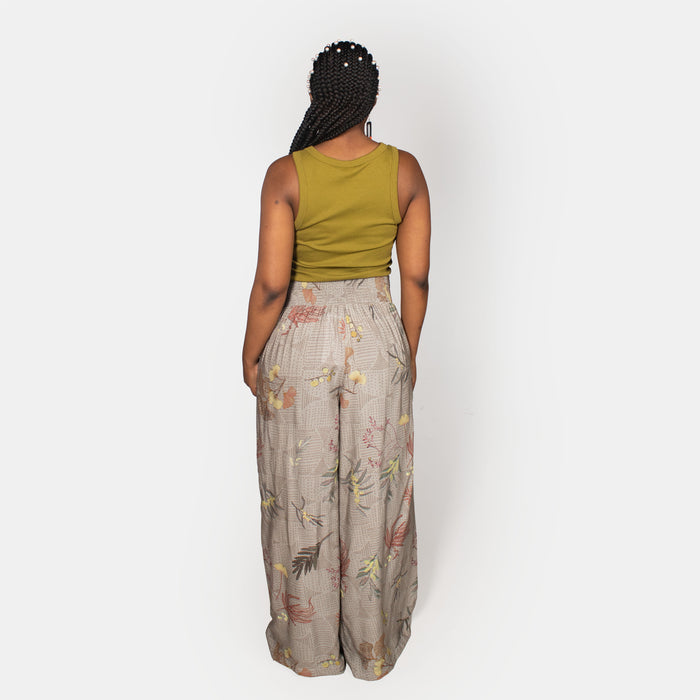 Ladies' Printed 6 Button Pants - Grey