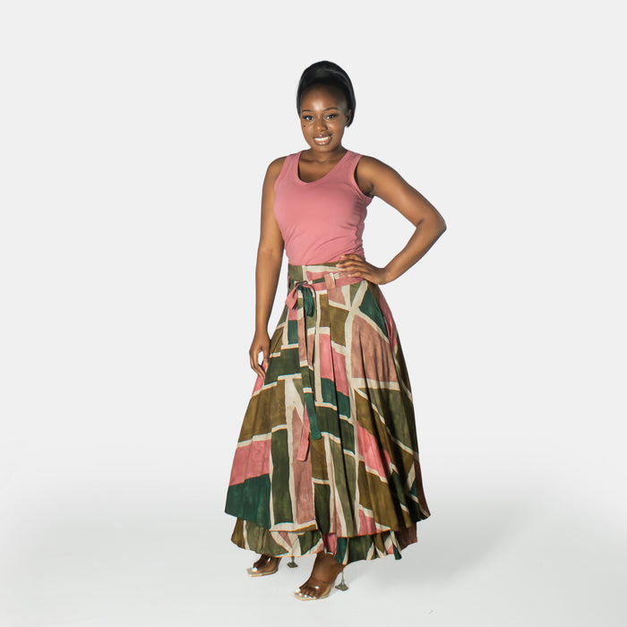 Ladies' Printed Blue Belle Skirt - Olive