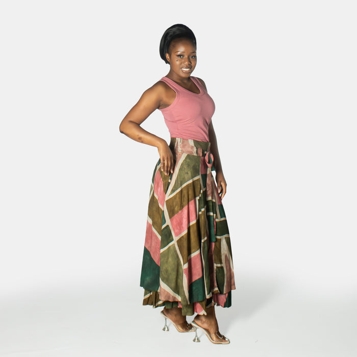 Ladies' Printed Blue Belle Skirt - Olive