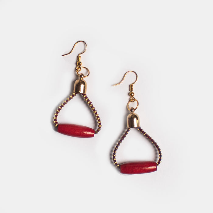 Ladies' Red Bead Earrings - Red