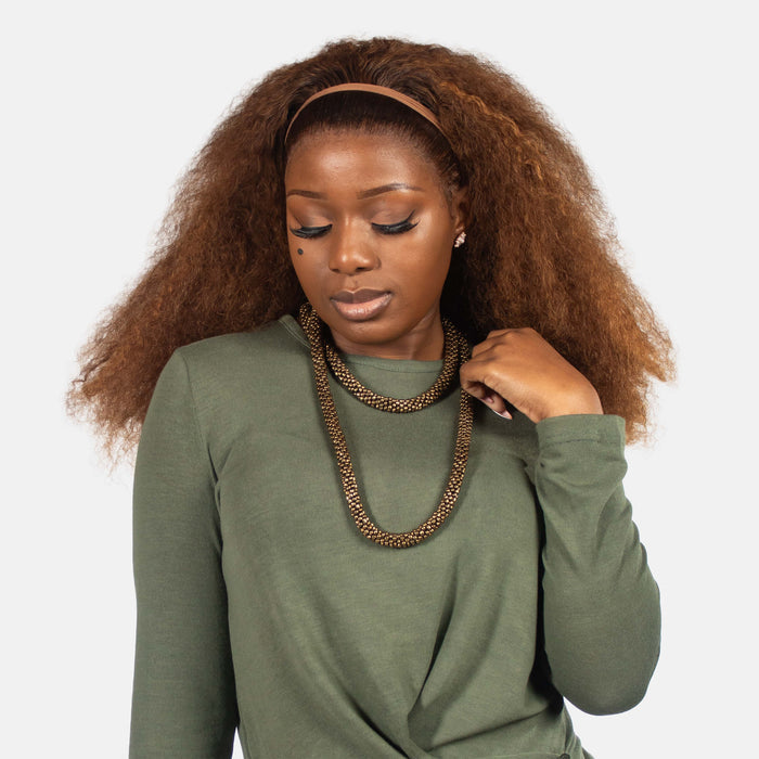 Ladies' Rope Beads Necklace - Bronze