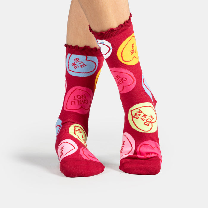Ladies' Sweet Heart Socks - Maroon