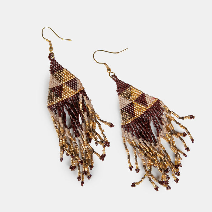 Ladies' Tassel Beads Earrings - Brown