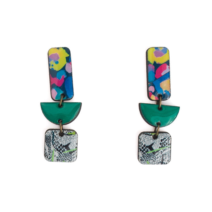 Ladies' Tetris Drop Earrings