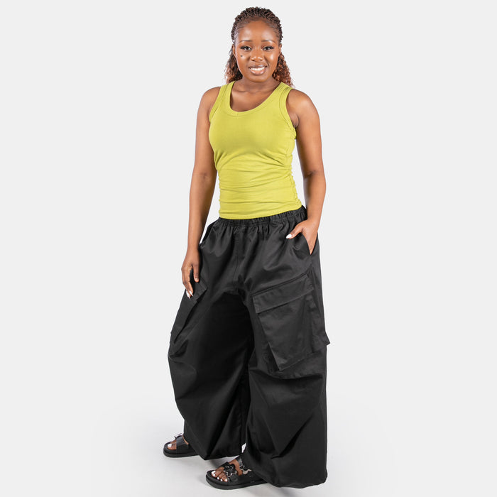 Ladies' Wide Cargo Pants - Black