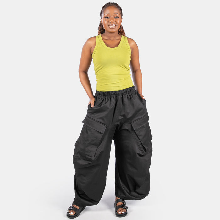 Ladies' Wide Cargo Pants - Black