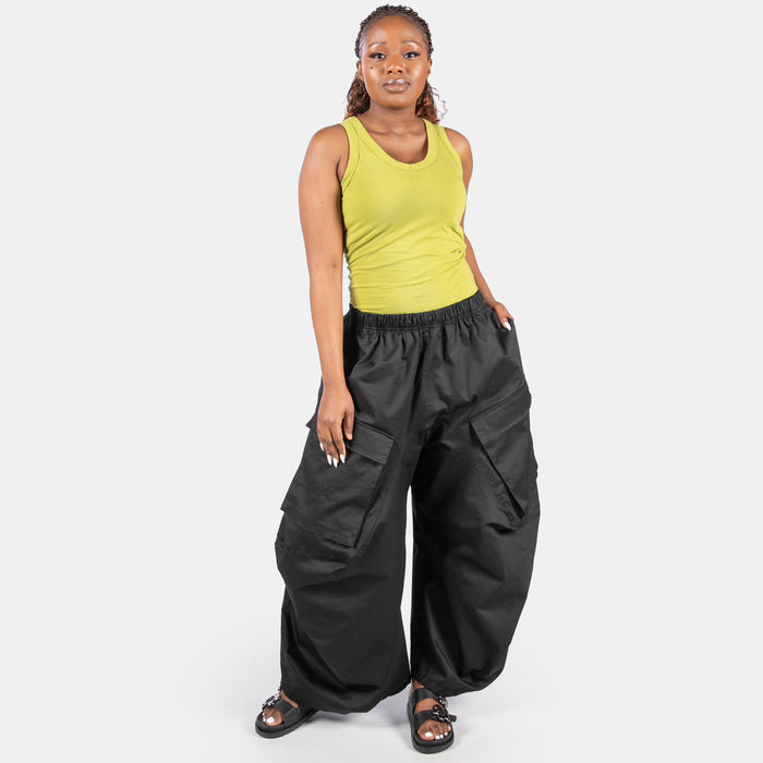 Ladies' Wide Cargo Pants - Black