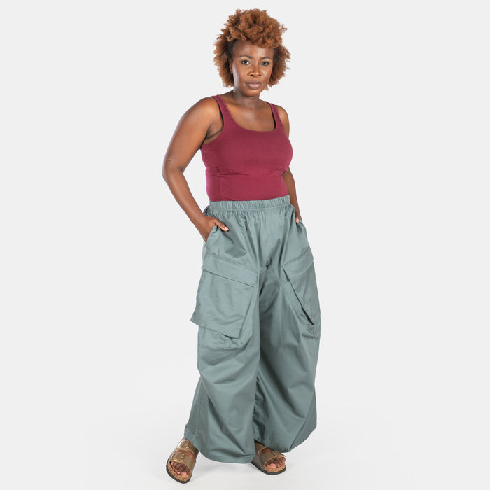 Ladies' Wide Cargo Pants - Sage