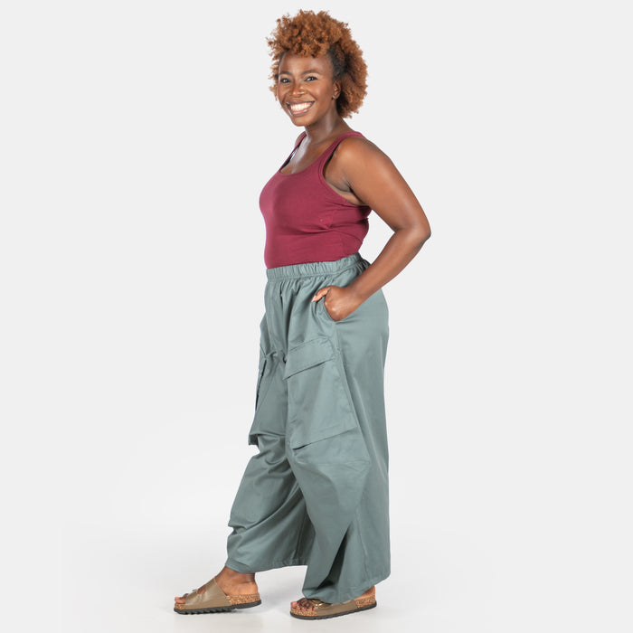 Ladies' Wide Cargo Pants - Sage