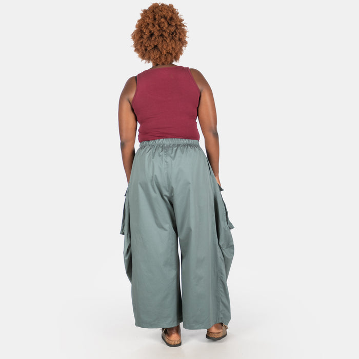 Ladies' Wide Cargo Pants - Sage
