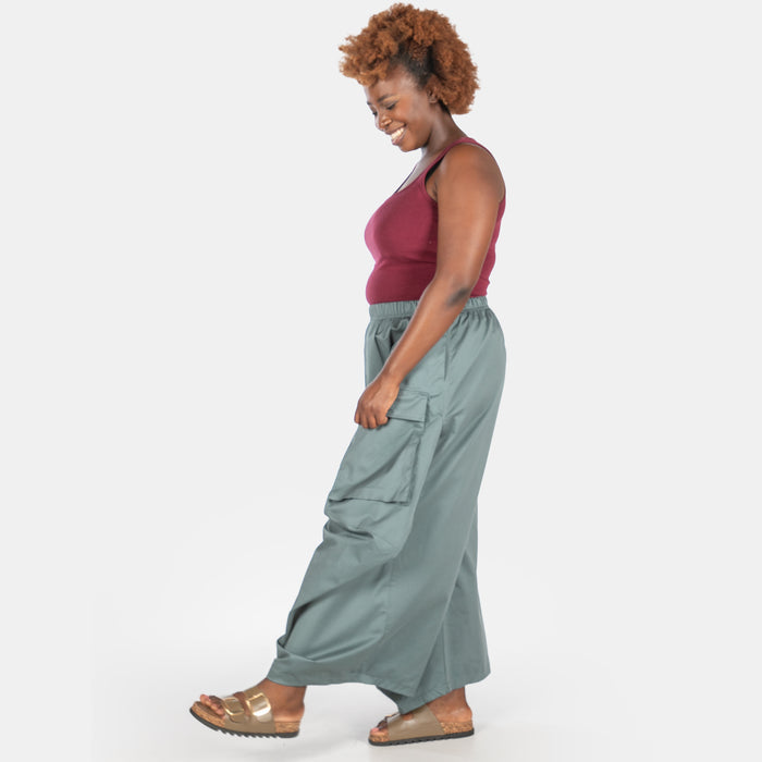 Ladies' Wide Cargo Pants - Sage