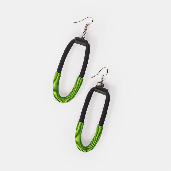 Ladies' Wire Tube Earrings - Green