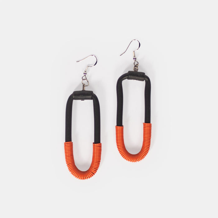 Ladies' Wire Tube Earrings - Orange