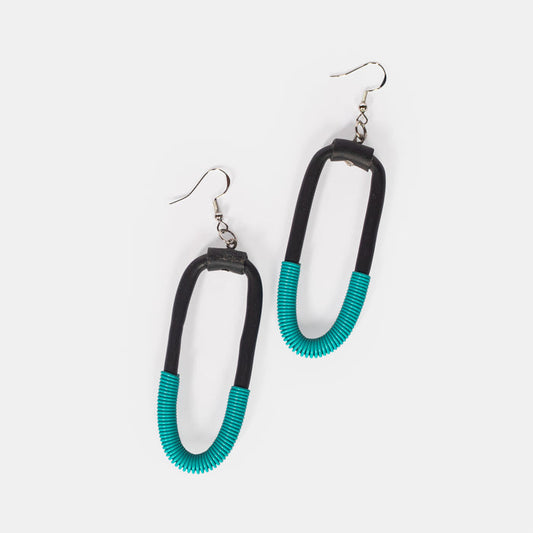 Ladies' Wire Tube Earrings - Turquoise