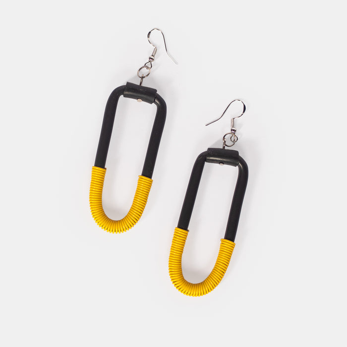Ladies' Wire Tube Earrings - Yellow