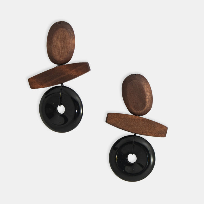 Ladies' Wood Circle Earrings