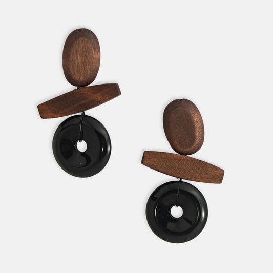 Ladies' Wood Circle Earrings