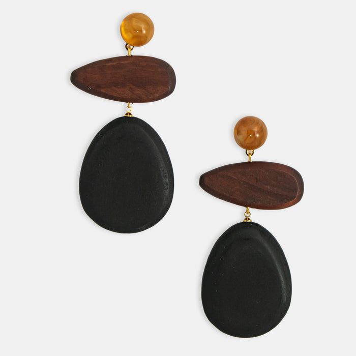 Ladies' Wood Oval Earrings