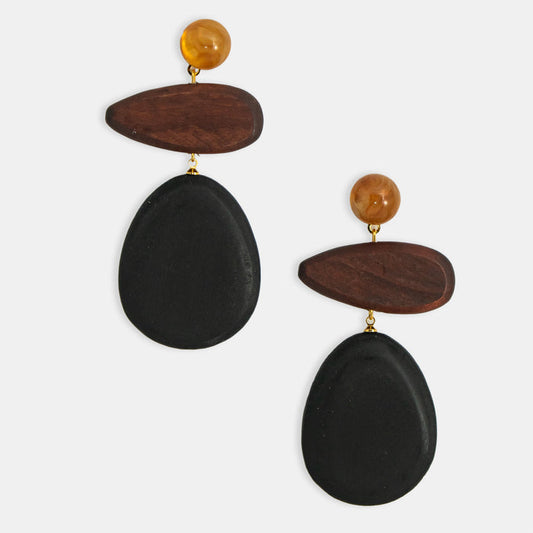 Ladies' Wood Oval Earrings