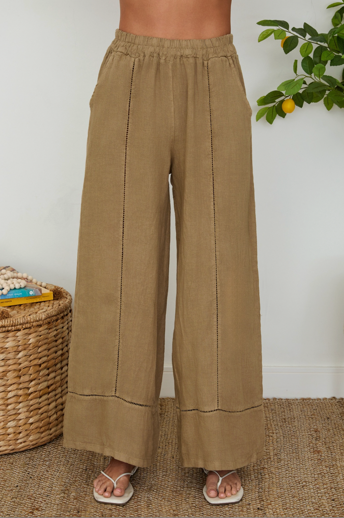 Linen Open Stitch Wide Leg Pants