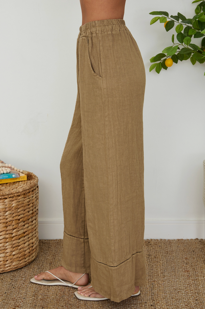 Linen Open Stitch Wide Leg Pants