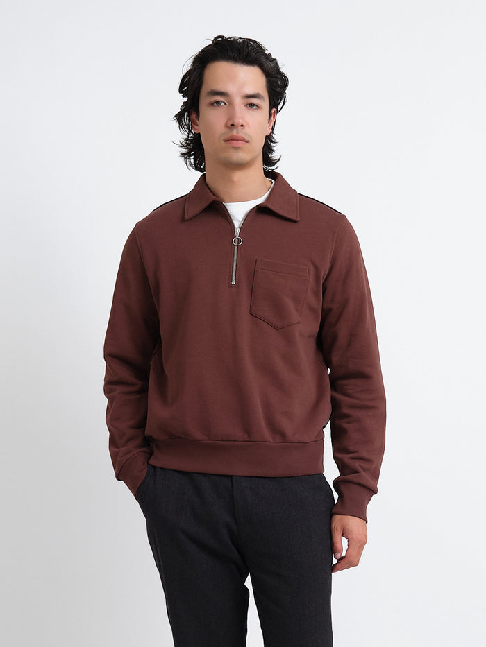 Lorimer Half Zip Sweatshirt Harker Brown