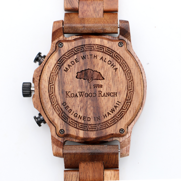 Mana Koa Wood Watch - Blue - Back View