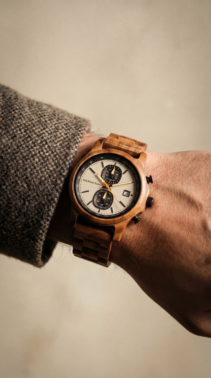 Mana Koa Wood Watch - White