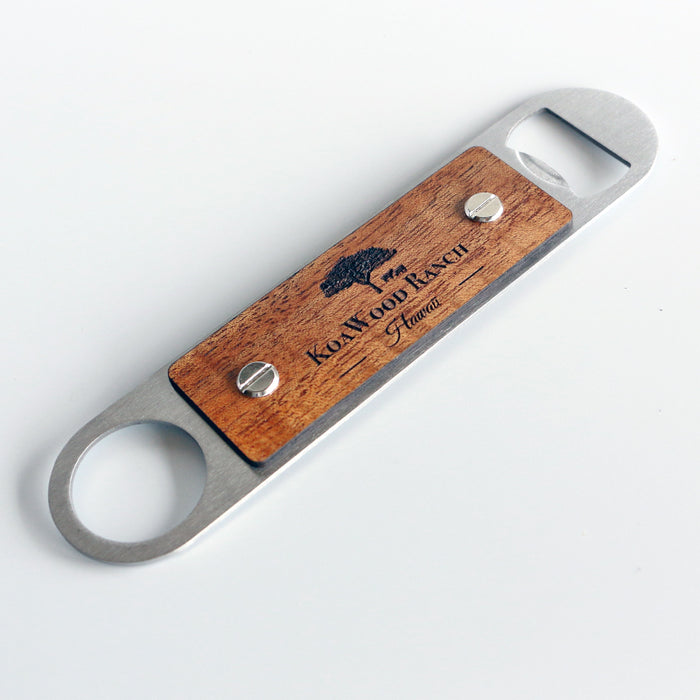 Manta Koa and Stainless Steel Bottle Opener - Back View