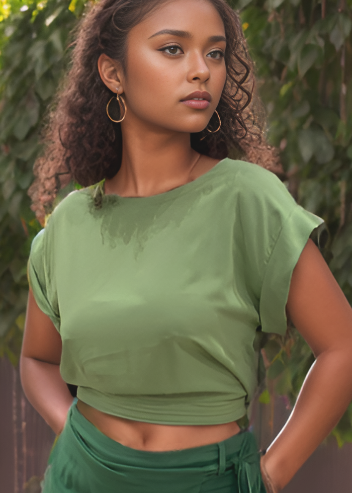 Mareva Top - Leaf Green - Top View 2